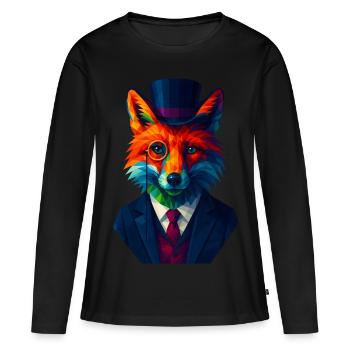 WPAP Style Animals - Renard Élégant Costume Monocle - T-shirt manches longues Premium bio Femme - noir - Devant - Julia (174cm)