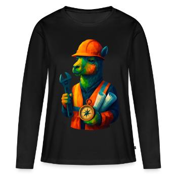 WPAP Style Animals - Ingénieur en alpaga avec casque de sécurité - T-shirt manches longues Premium bio Femme - noir - Devant - Julia (174cm)