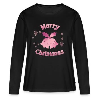 Cloches de Noël cloches de Noël - T-shirt manches longues Premium bio Femme - noir - Devant - Julia (174cm)