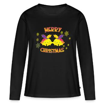 Cloches de Noël cloches de Noël - T-shirt manches longues Premium bio Femme - noir - Devant - Julia (174cm)