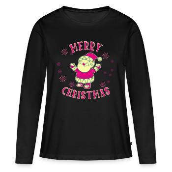 Père noël joyeux noël noël - T-shirt manches longues Premium bio Femme - noir - Devant - Julia (174cm)