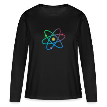 Atome multicolore neutron électron - T-shirt manches longues Premium bio Femme - noir - Devant - Julia (174cm)