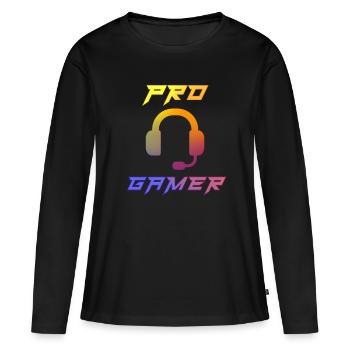 Pro Gamer Gaming Headset Gamer - Frauen Premium Bio Langarmshirt - Schwarz - Vorne - Julia (174cm)