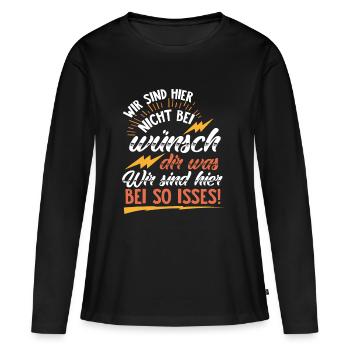 Nous ne sommes pas ici avec un souhait! commandes - T-shirt manches longues Premium bio Femme - noir - Devant - Julia (174cm)