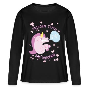 Bad Unicorn - T-shirt manches longues Premium bio Femme - noir - Devant - Julia (174cm)
