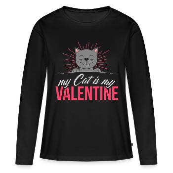 Mon chat est mon geek cadeau Saint-Valentin - T-shirt manches longues Premium bio Femme - noir - Devant - Julia (174cm)
