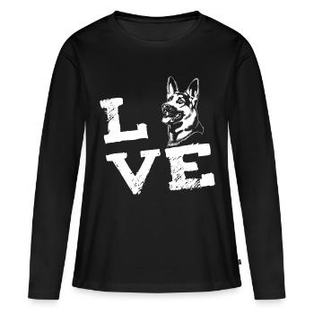 LOVE - German Shepherd - German Shepherd - Women's Premium Organic Long Sleeve Shirt - black - Front - Julia (174cm)