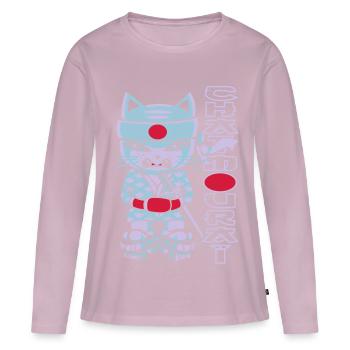 Chat mouraï flex - T-shirt manches longues Premium bio Femme - rose poudré - Devant - Julia (174cm)