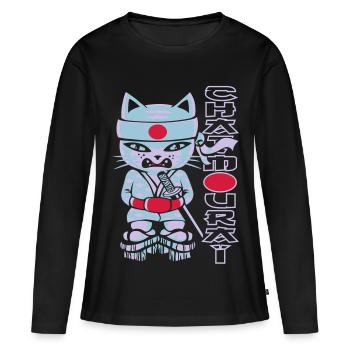 Chat mouraï flex - Frauen Premium Bio Langarmshirt - Schwarz - Vorne - Julia (174cm)
