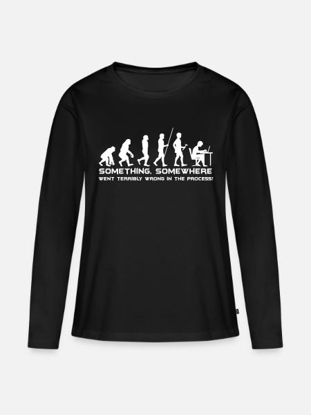 Evolution of Man Nerd Geek Computer Gift - Premium økologisk langærmet T-shirt til kvinder - sort
