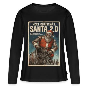 Santa 2.0 Cyborg - T-shirt manches longues Premium bio Femme - noir - Devant - Julia (174cm)