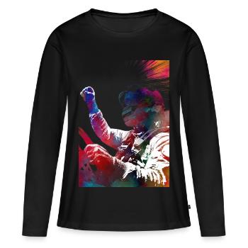 Course automobile #racing #sport - T-shirt manches longues Premium bio Femme - noir - Devant - Julia (174cm)