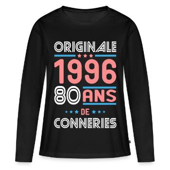 Originale – 1996 – 30 ans de conneries - T-shirt manches longues Premium bio Femme - noir - Devant - Julia (174cm)
