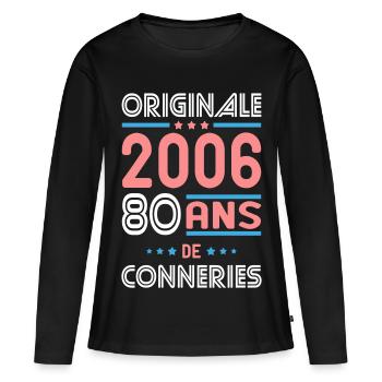 Originale – 2006 – 20 ans de conneries - T-shirt manches longues Premium bio Femme - noir - Devant - Julia (174cm)