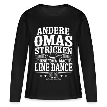 Andere Omas Stricken Line Dance - Frauen Premium Bio Langarmshirt - Schwarz - Vorne - Julia (174cm)