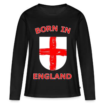 Né en Angleterre, Cross Shield - T-shirt manches longues Premium bio Femme - noir - Devant - Julia (174cm)