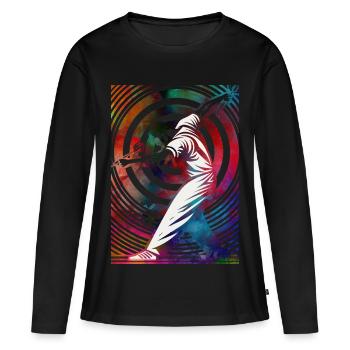 Golfer in a colorful whirlpool - Women's Premium Organic Long Sleeve Shirt - black - Front - Julia (174cm)