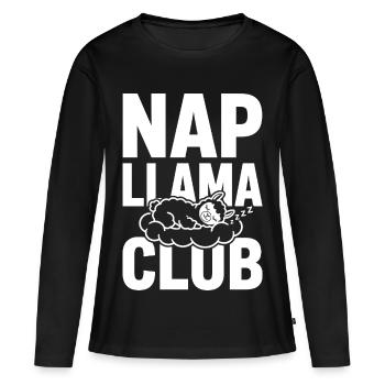 Nap Llama Club – Sleeping Llama - Women's Premium Organic Long Sleeve Shirt - black - Front - Julia (174cm)