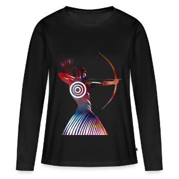 Archer bouclier coloré - T-shirt manches longues Premium bio Femme - noir - Devant - Julia (174cm)