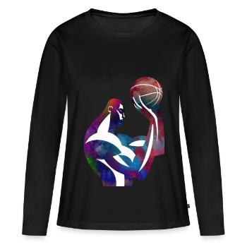 Joueur de basket dans une abstraction colorée - T-shirt manches longues Premium bio Femme - noir - Devant - Julia (174cm)