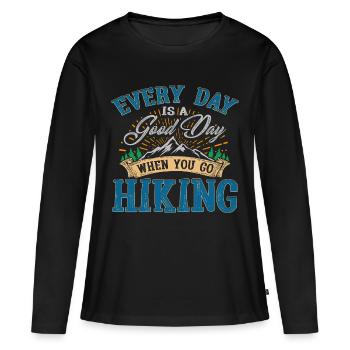 Wanderlust Randonnée cadeau amoureux de la nature - T-shirt manches longues Premium bio Femme - noir - Devant - Julia (174cm)