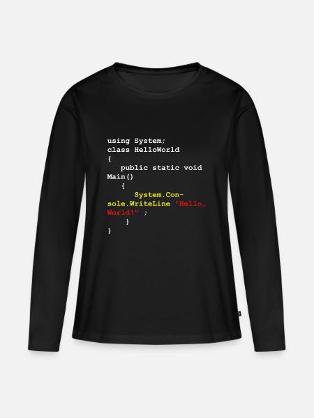 Hello World C# Sharp Entwickler Programm Geschenk - Frauen Premium Bio Langarmshirt - Schwarz