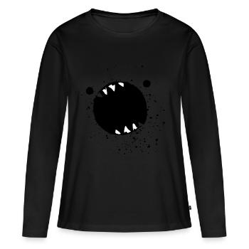 Monster "Aufgerissenes Maul" - Frauen Premium Bio Langarmshirt - Schwarz - Vorne - Julia (174cm)