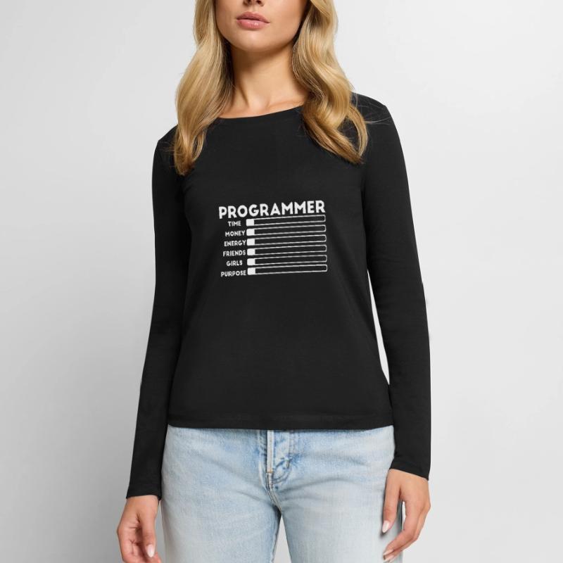Programmeur nerd computer HTML T-shirt manches longues Premium bio Femme