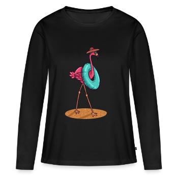 Flamingo Natation De bain de soleil nageur cadeau - T-shirt manches longues Premium bio Femme - noir - Devant - Julia (174cm)