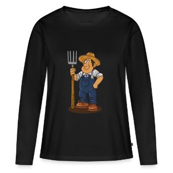 Cadeau de dessin animé de fourche de fermier - T-shirt manches longues Premium bio Femme - noir - Devant - Julia (174cm)