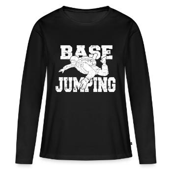 Base Jumping Jumper Fallschirmspringer Geschenk - Frauen Premium Bio Langarmshirt - Schwarz - Vorne - Julia (174cm)