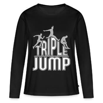 Idée cadeau triple saut sportif - T-shirt manches longues Premium bio Femme - noir - Devant - Julia (174cm)