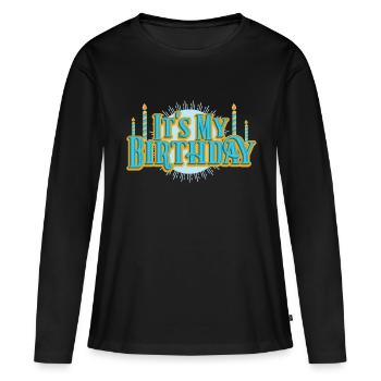 Anniversaire mon cadeau de fête bougies d'anniversaire rétro - T-shirt manches longues Premium bio Femme - noir - Devant - Julia (174cm)