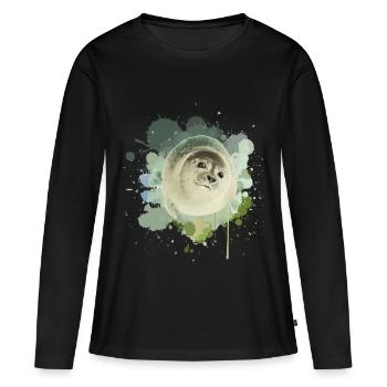 Phoque mer lion de mer - T-shirt manches longues Premium bio Femme - noir - Devant - Julia (174cm)