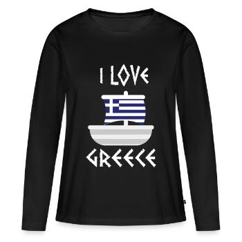 Grèce - T-shirt manches longues Premium bio Femme - noir - Devant - Julia (174cm)