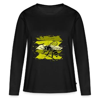 Abeille Abeille Abeille - T-shirt manches longues Premium bio Femme - noir - Devant - Julia (174cm)