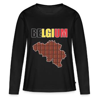 Belgique - T-shirt manches longues Premium bio Femme - noir - Devant - Julia (174cm)