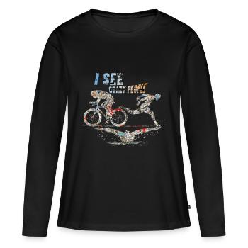 Triathlon - T-shirt manches longues Premium bio Femme - noir - Devant - Julia (174cm)