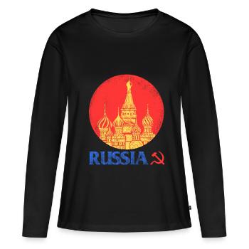 Russie - T-shirt manches longues Premium bio Femme - noir - Devant - Julia (174cm)