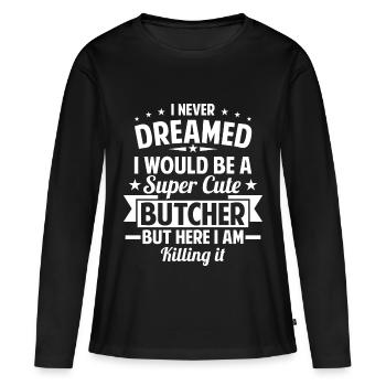 Metzger - Frauen Premium Bio Langarmshirt - Schwarz - Vorne - Julia (174cm)