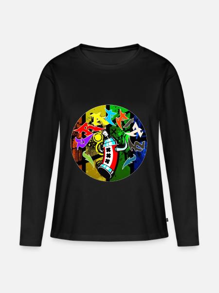 Grafitti graffiti - Frauen Premium Bio Langarmshirt - Schwarz