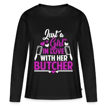Metzger - Frauen Premium Bio Langarmshirt - Schwarz - Vorne - Julia (174cm)