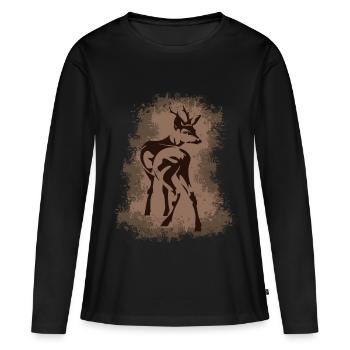 Cerf de cerf - T-shirt manches longues Premium bio Femme - noir - Devant - Julia (174cm)