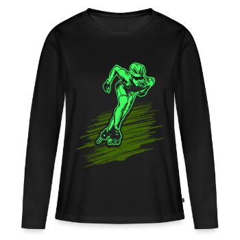 Inline skates - Frauen Premium Bio Langarmshirt - Schwarz - Vorne - Julia (174cm)