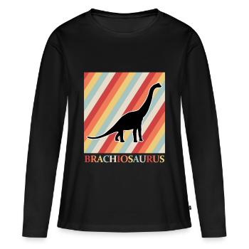 Dino - Frauen Premium Bio Langarmshirt - Schwarz - Vorne - Julia (174cm)