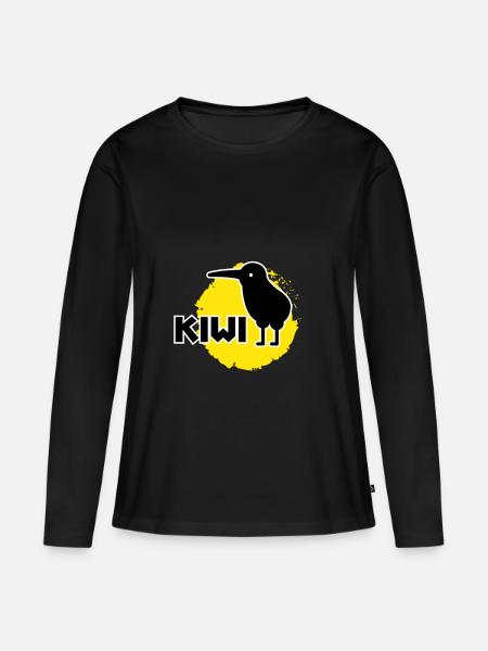 Kiwi - Frauen Premium Bio Langarmshirt - Schwarz