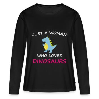 Dino - Frauen Premium Bio Langarmshirt - Schwarz - Vorne - Julia (174cm)