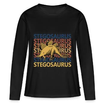 Dinosaur Stegosaurus - T-shirt manches longues Premium bio Femme - noir - Devant - Julia (174cm)