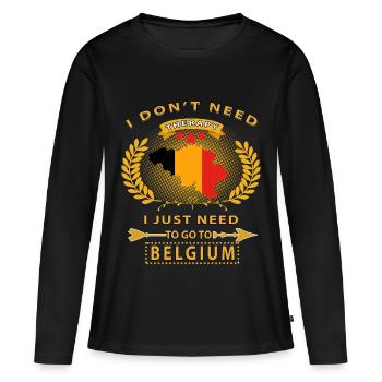 Belgique - T-shirt manches longues Premium bio Femme - noir - Devant - Julia (174cm)