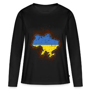 Ukraine - T-shirt manches longues Premium bio Femme - noir - Devant - Julia (174cm)